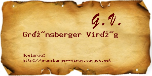Grünsberger Virág névjegykártya